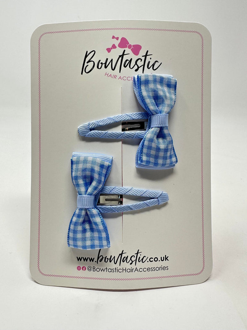 1.75 Inch Snap Clips - Blue Gingham - 2 Pack