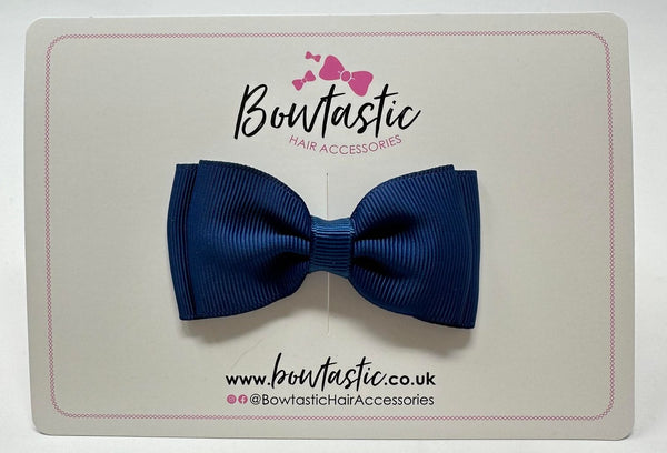 3 Inch Flat Double Bow - Light Navy