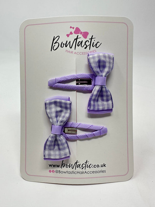 1.75 Inch Snap Clips - Lilac Gingham - 2 Pack