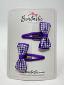 1.75 Inch Snap Clips - Purple Gingham - 2 Pack