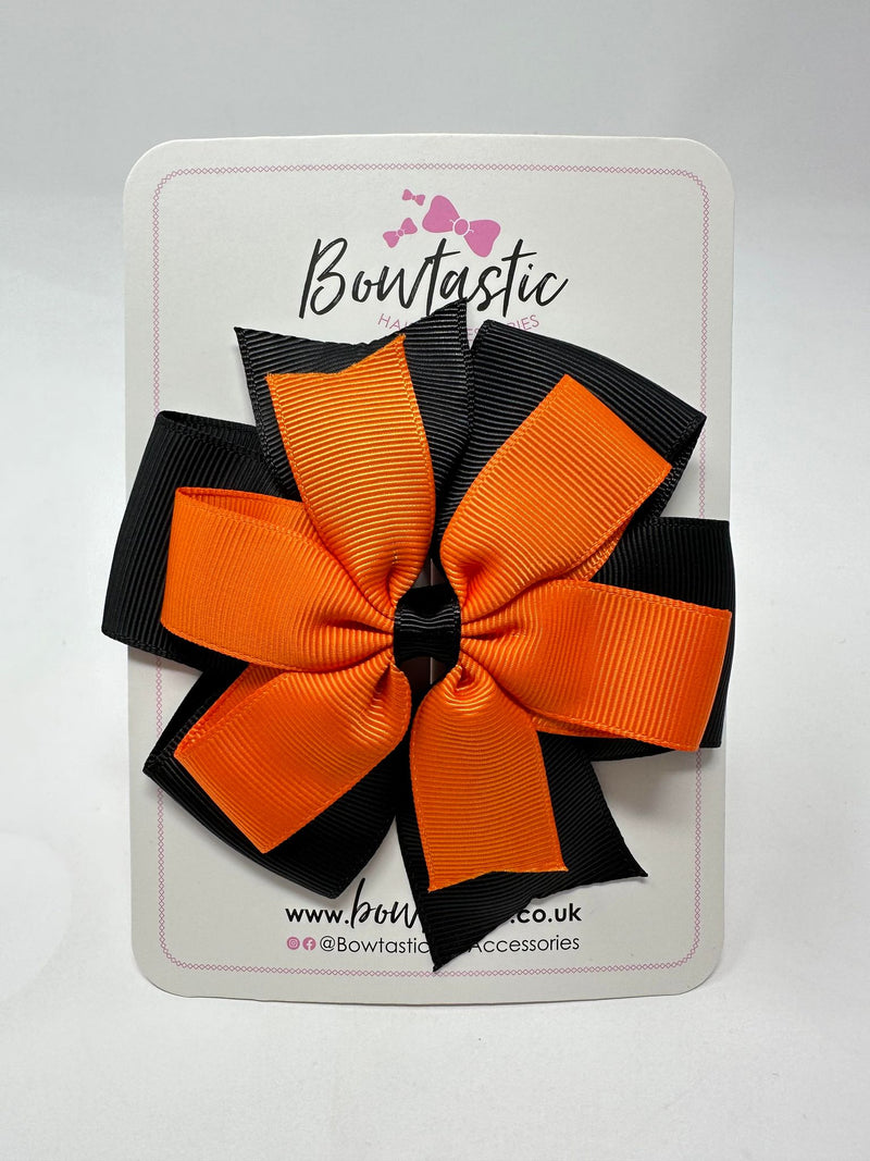 4 Inch Double Pinwheel Bow - Orange & Black