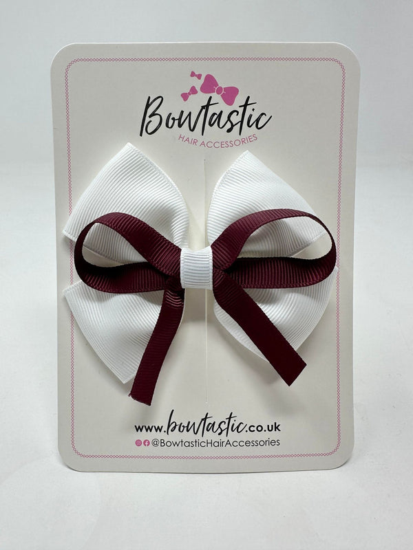 3.5 Inch Flat Bow - Burgundy & White