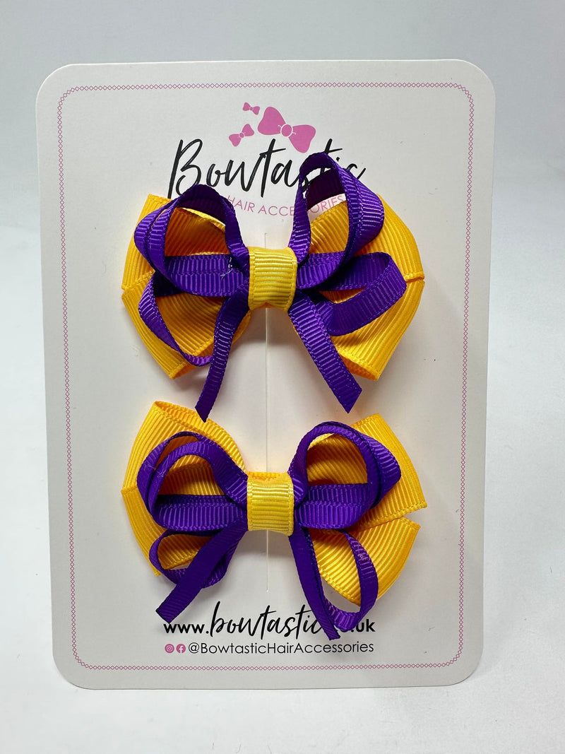 2.5 Inch Bows - Purple & Yellow Gold - 2 Pack