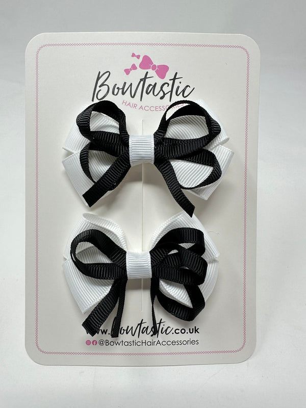 2.5 Inch Bows - Black & White - 2 Pack