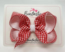 4 Inch Double Ribbon Bow - Red & White Gingham