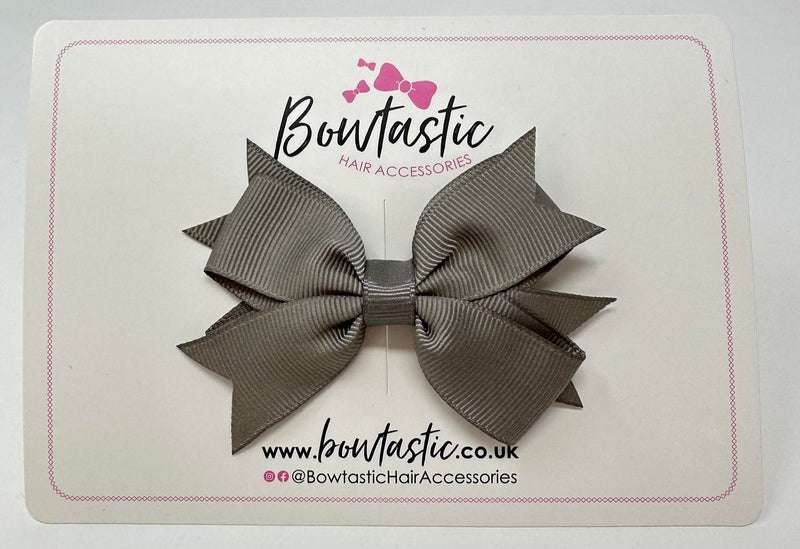 3 Inch Flat 2 Layer Bow - Metal Grey