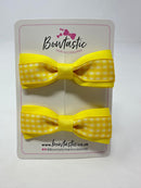2.5 Inch Thin Tuxedo Bows - Yellow Gingham - 2 Pack