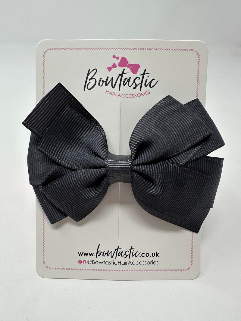 3.25 Inch Flat Double Bow - Charcoal