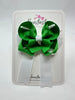 3.5 Inch Tail Bow - Emerald Green & White