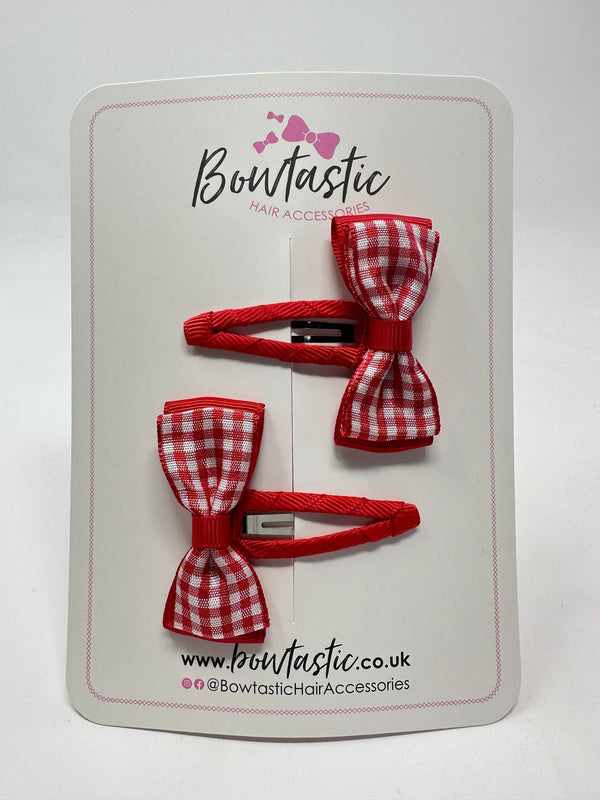 1.75 Inch Snap Clips - Red Gingham - 2 Pack