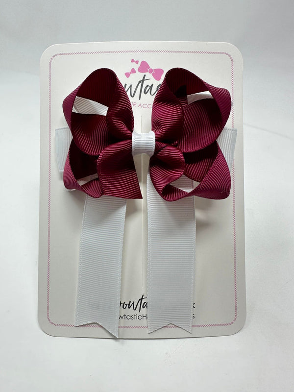 3.5 Inch Tail Bow - Wine & White