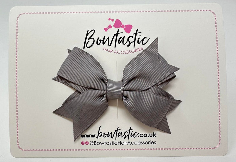 3 Inch Flat 2 Layer Bow - Silver