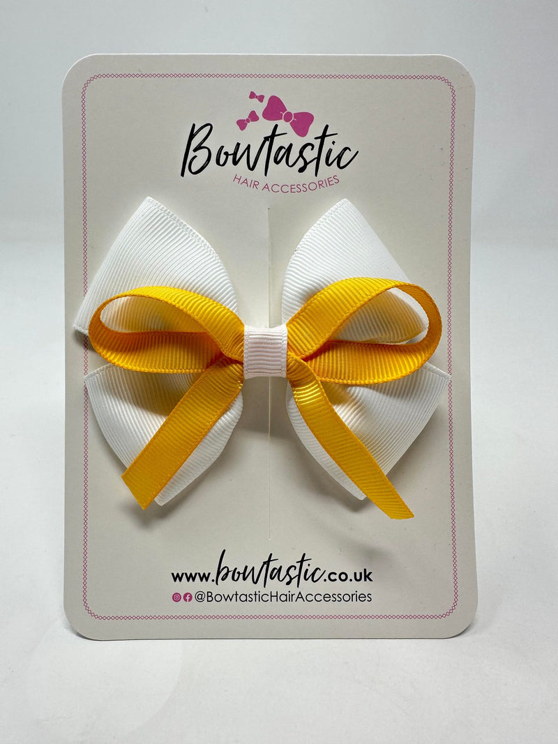 3.5 Inch Flat Bow - Yellow Gold & White