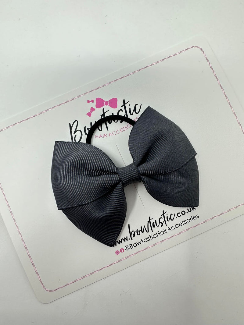 3 Inch Twist Bow Thin Elastic - Charcoal