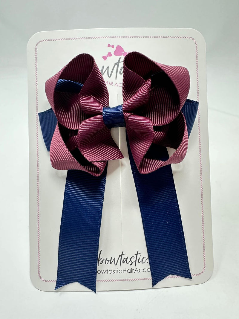 3.5 Inch Tail Bow - Burgundy & Navy