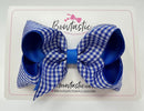 4 Inch Double Ribbon Bow - Royal Blue & Royal Gingham