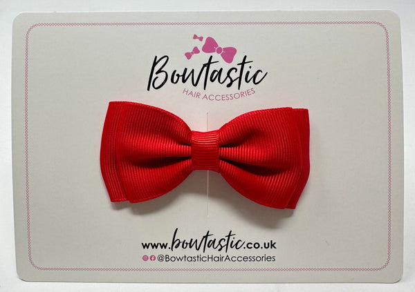 3 Inch Flat Double Bow - Hot Red