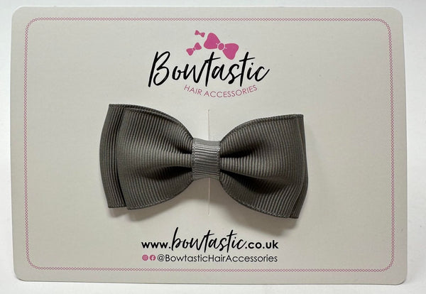 3 Inch Flat Double Bow - Metal Grey