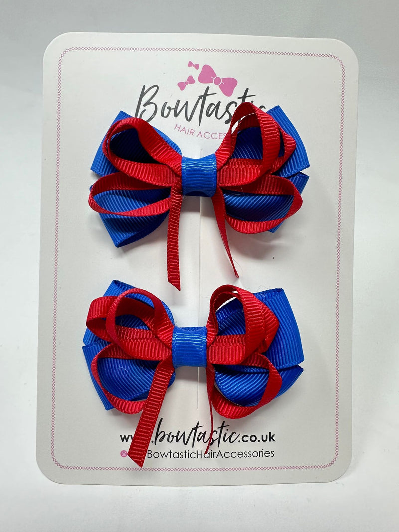 2.5 Inch Bows - Red & Royal Blue - 2 Pack