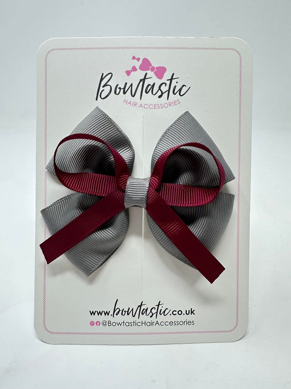 3.5 Inch Flat Bow - Wine & Metal Grey