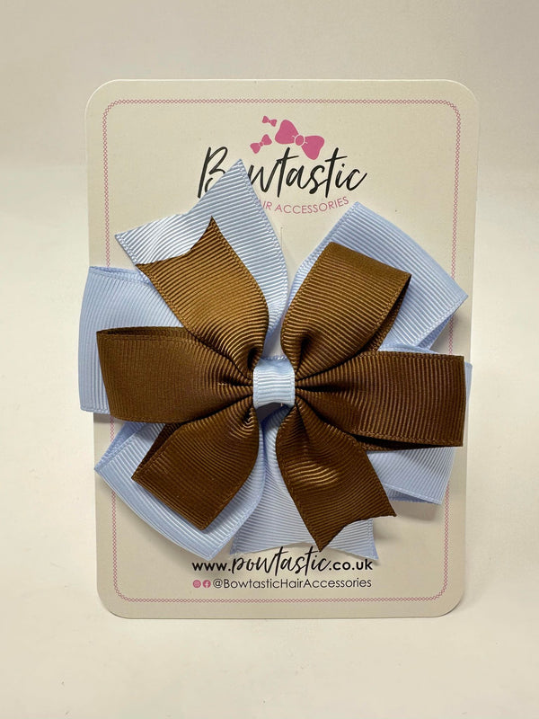 4 Inch Double Pinwheel Bow - Turftan & Bluebell