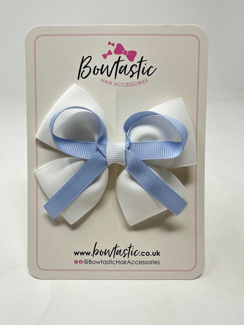 3.5 Inch Flat Bow - Bluebell & White