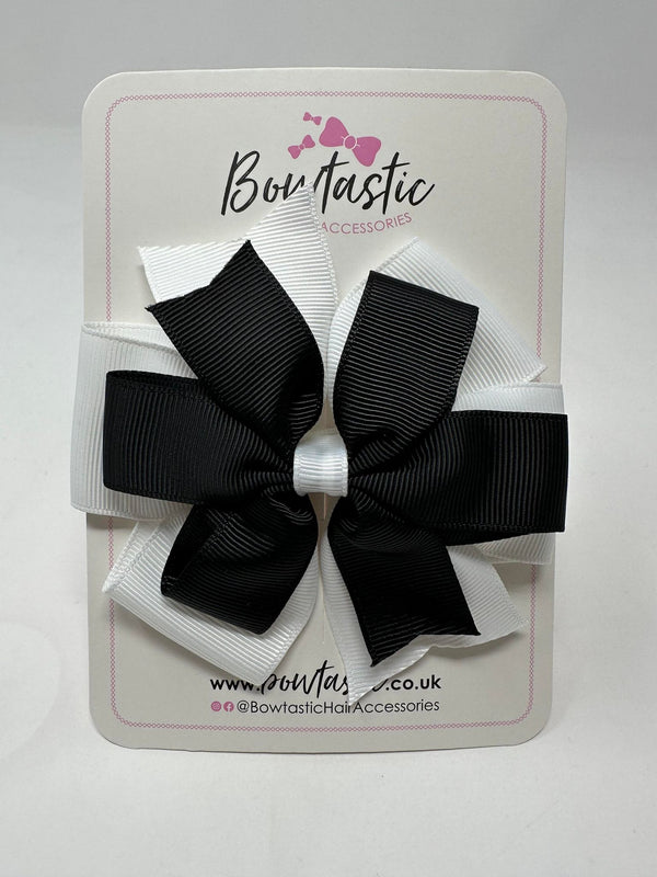 4 Inch Double Pinwheel Bow - Black & White
