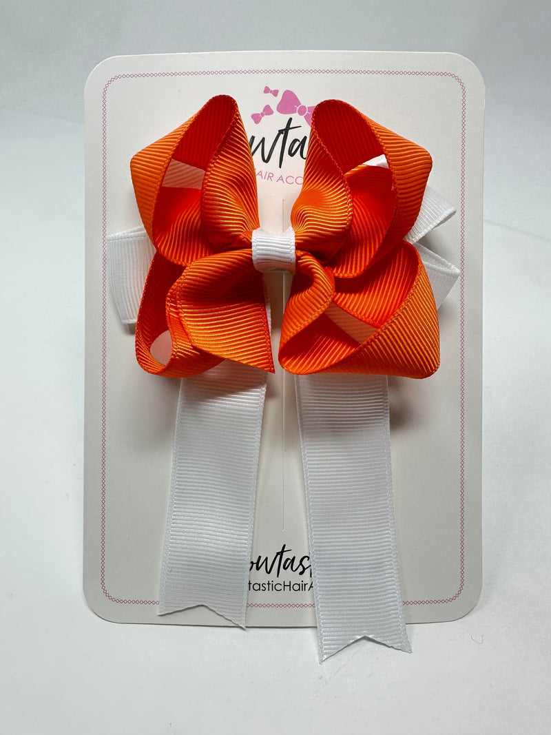 3.5 Inch Tail Bow - Orange & White