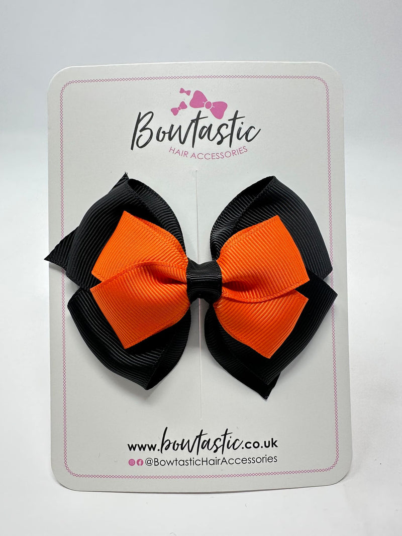 3.75 Inch Layered Bow - Orange & Black