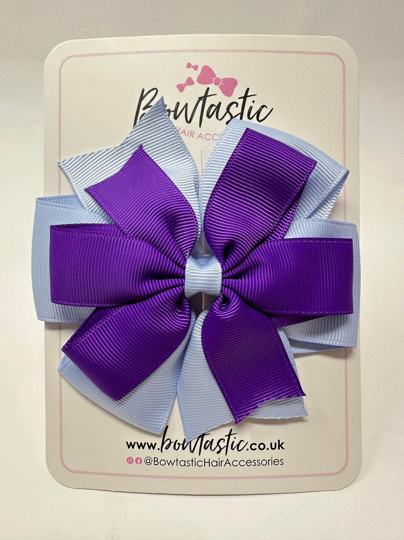 4 Inch Double Pinwheel Bow - Purple & Bluebell