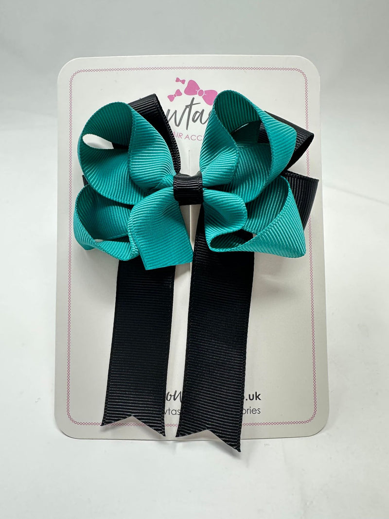 3.5 Inch Tail Bow - Jade Green & Black