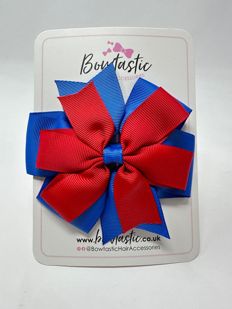 4 Inch Double Pinwheel Bow - Royal Blue & Red