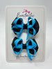 2.5 Inch Bows - Turquoise & Black - 2 Pack