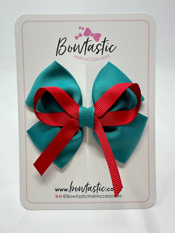 3.5 Inch Flat Bow - Jade Green & Red