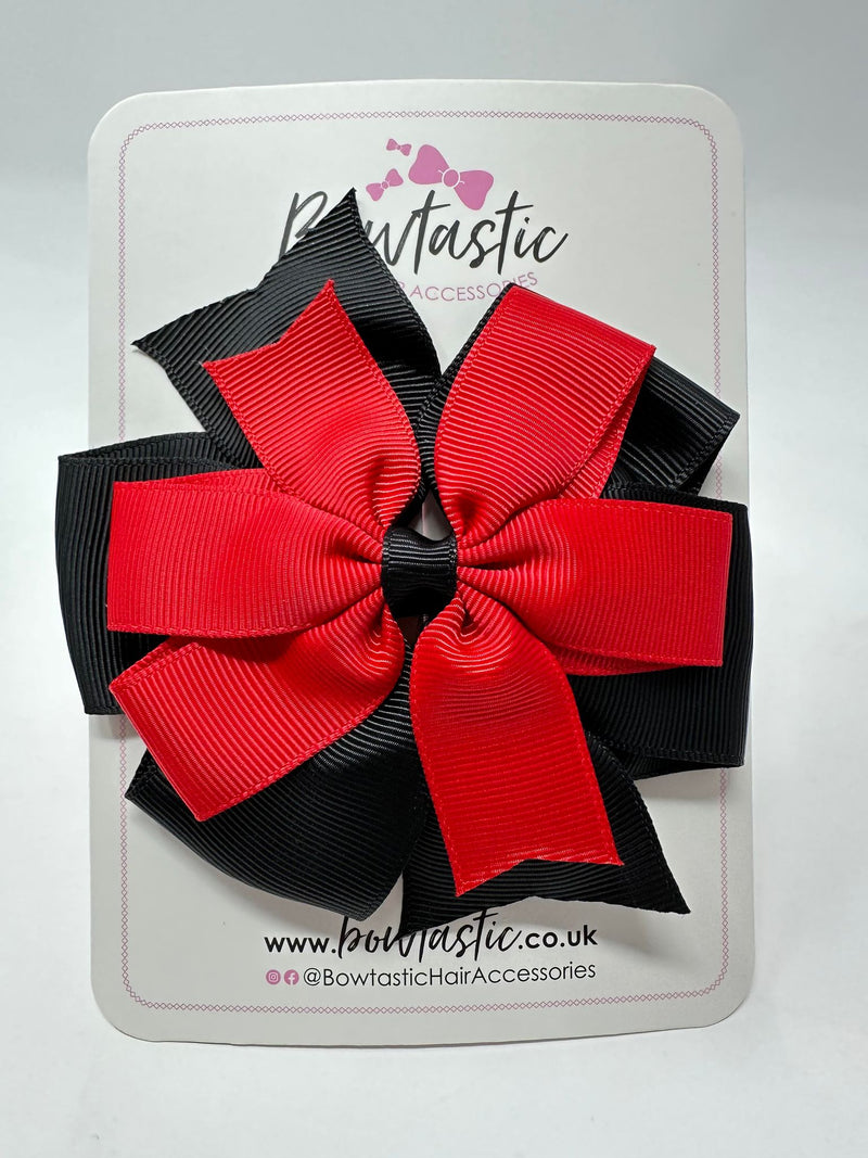 4 Inch Double Pinwheel Bow - Red & Black