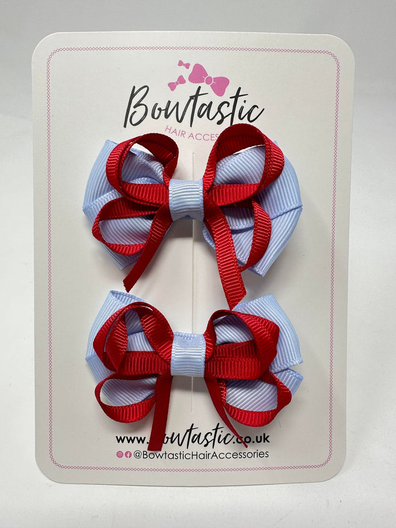 2.5 Inch Bows - Red & Bluebell - 2 Pack