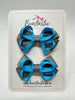 2.5 Inch Bows - Turquoise & Metal Grey - 2 Pack