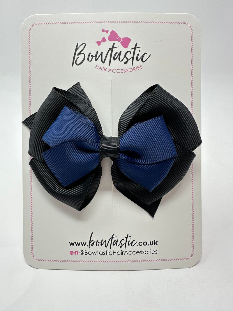 3.75 Inch Layered Bow - Navy & Black