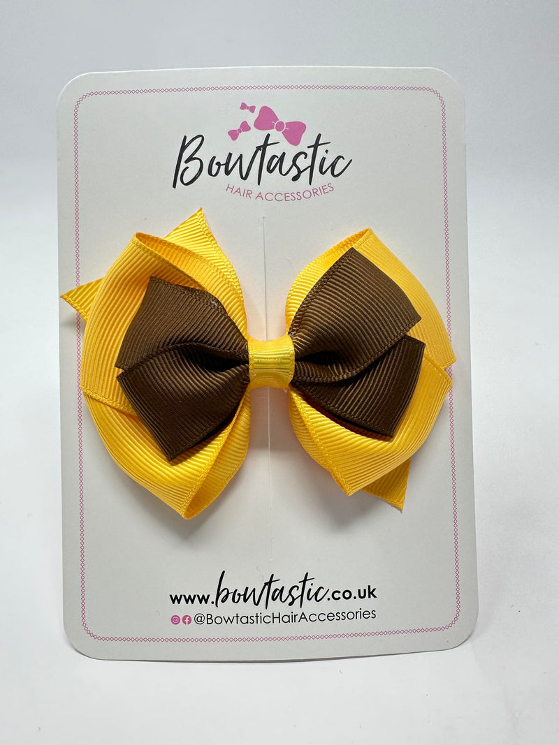 3.75 Inch Layered Bow - Turftan & Yellow Gold