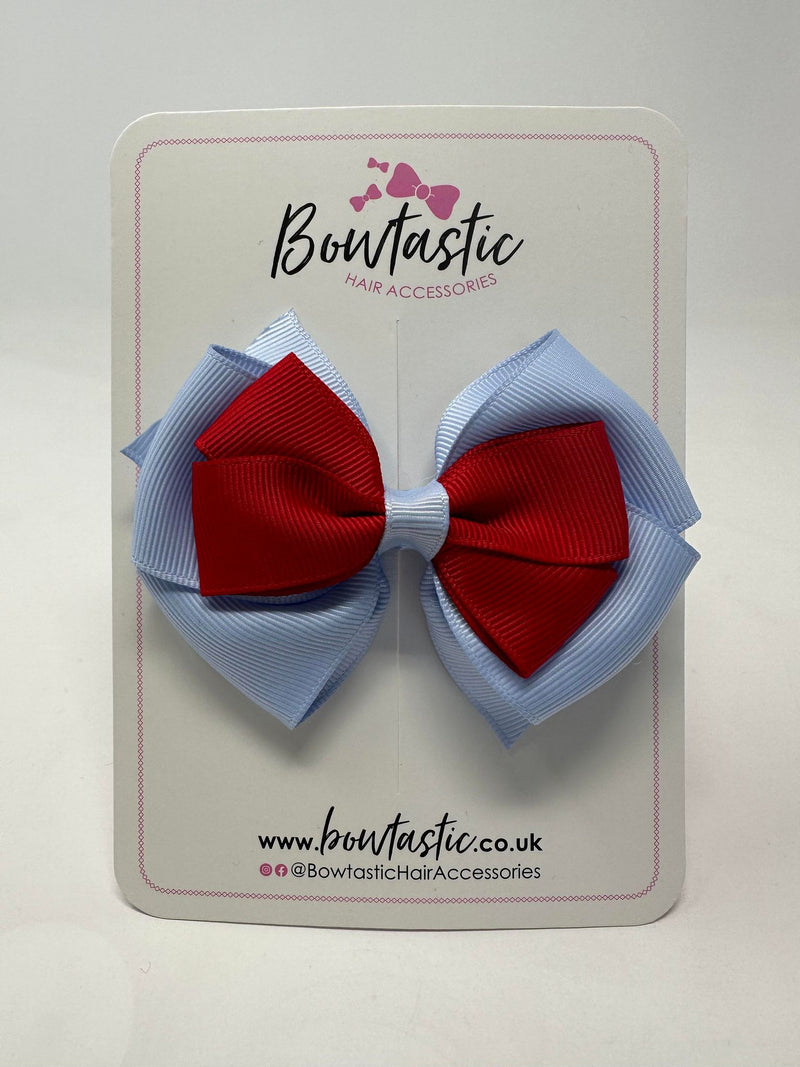 3.75 Inch Layered Bow - Red & Bluebell