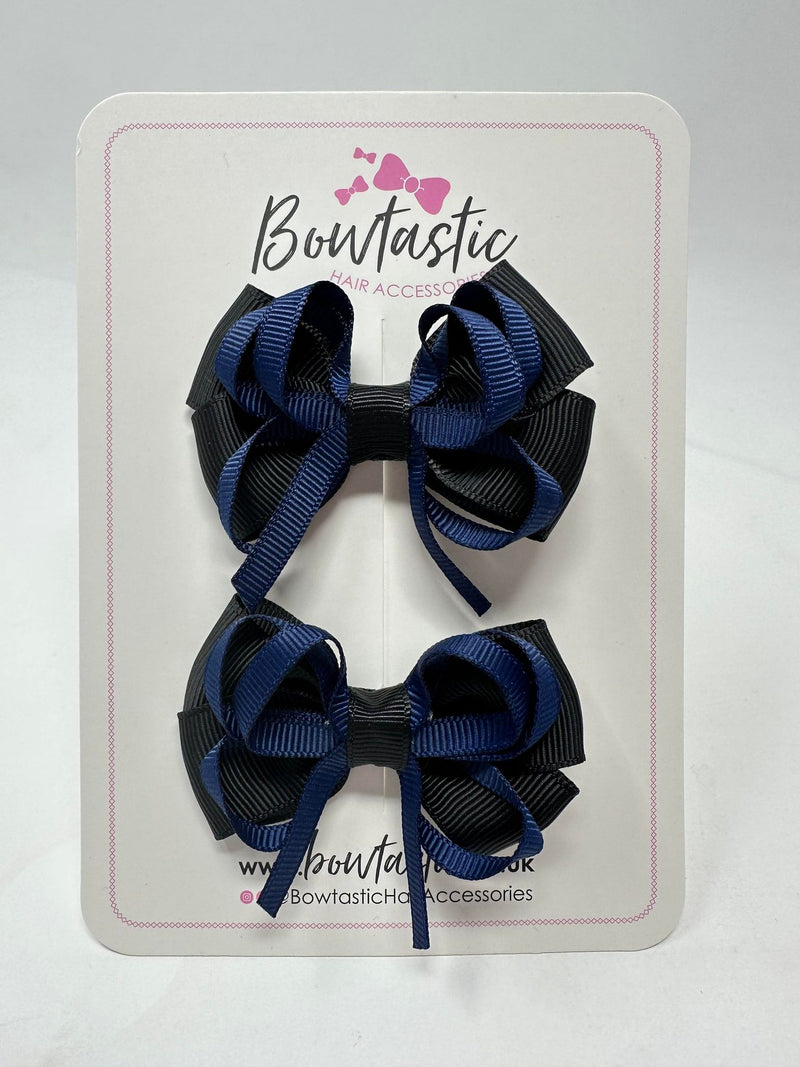 2.5 Inch Bows - Black & Navy - 2 Pack