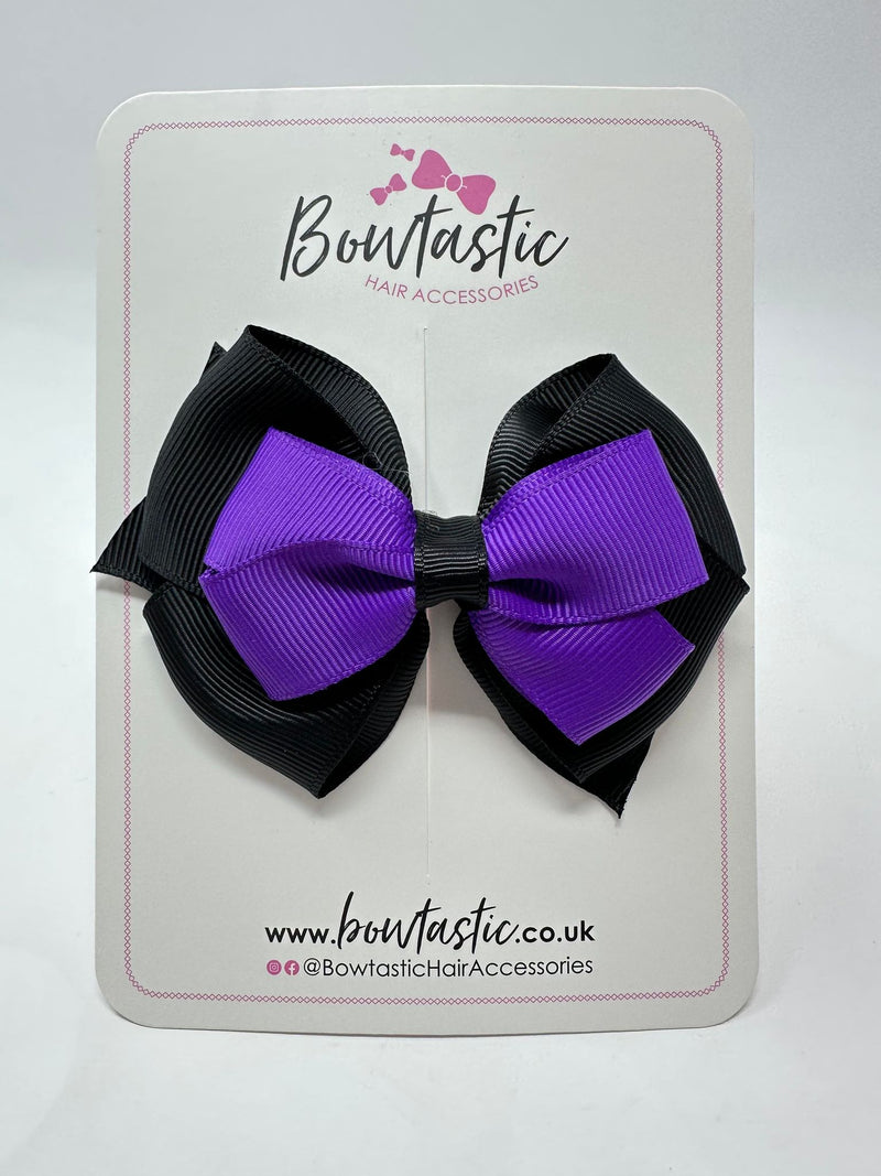 3.75 Inch Layered Bow - Purple & Black