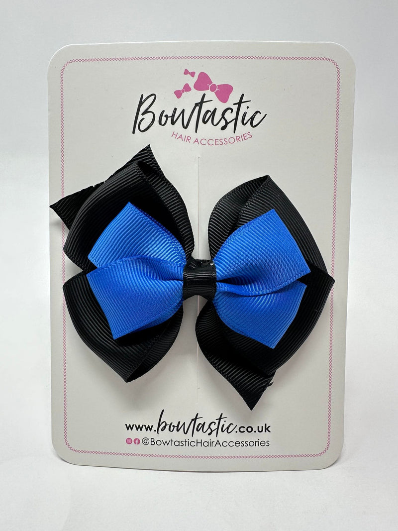 3.75 Inch Layered Bow - Royal Blue & Black