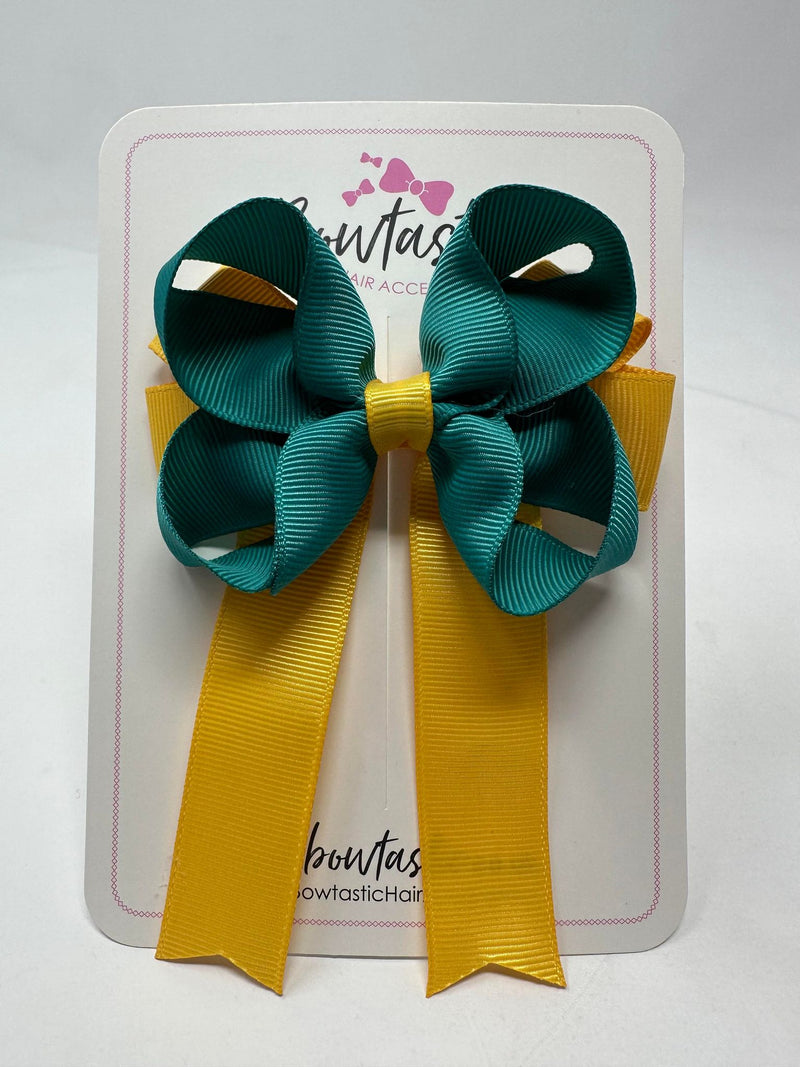 3.5 Inch Tail Bow - Jade Green & Yellow Gold