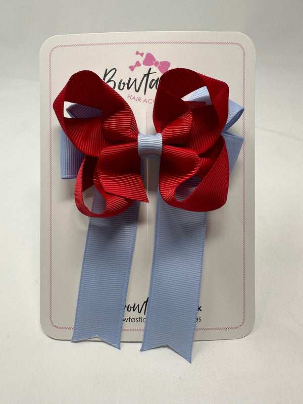 3.5 Inch Tail Bow - Red & Bluebell