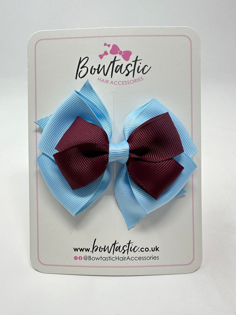 3.75 Inch Layered Bow - Burgundy & Blue Topaz