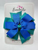 4 Inch Double Pinwheel Bow - Royal Blue & Jade Green