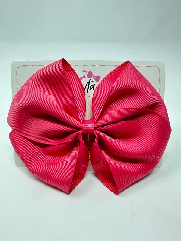 6 Inch Flat Bow - Shocking Pink