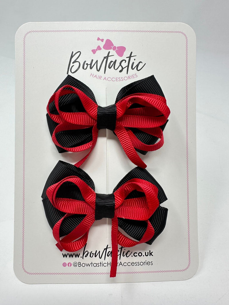 2.5 Inch Bows - Black & Red - 2 Pack