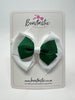 3.75 Inch Layered Bow - Forest Green & White